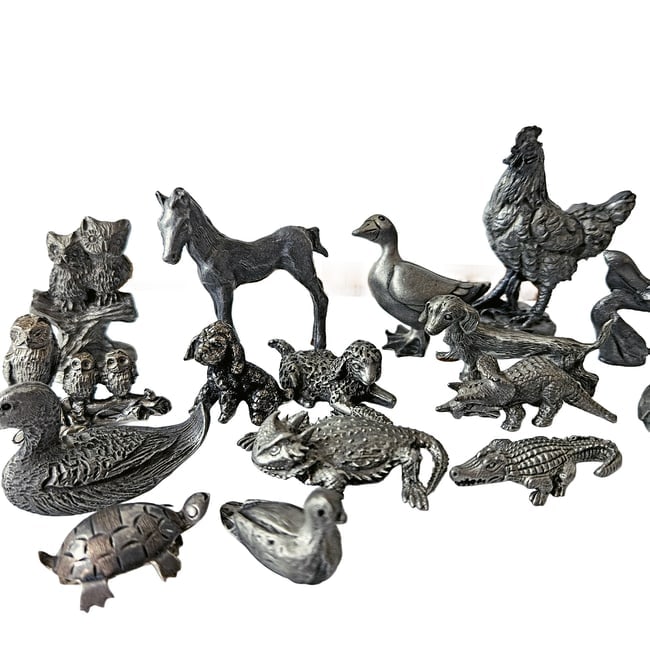 Very Nice Collection of Pewter Animals from Including Alligators, Ducks, Dogs and More - 3