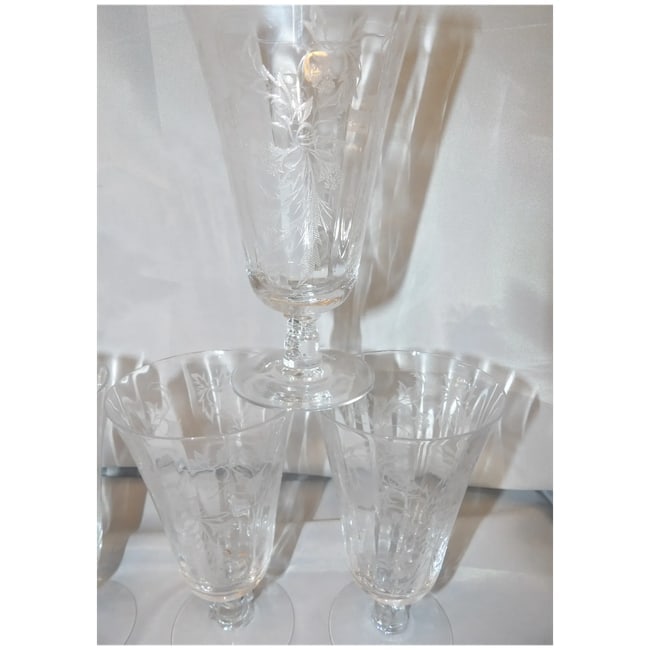 Fostoria Heather Pattern Ice Tea Glasses - 5