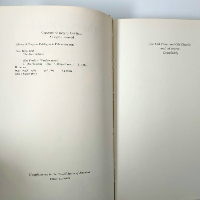 The Deer Pasture by Rick Bass Drawings by Elizabeth Hughes 1st Ed 1985 HC DJ - 4