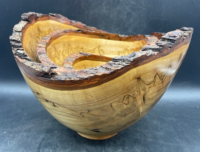 Amazing Turned Burl Wood Nesting Bowls Live Edge - 7