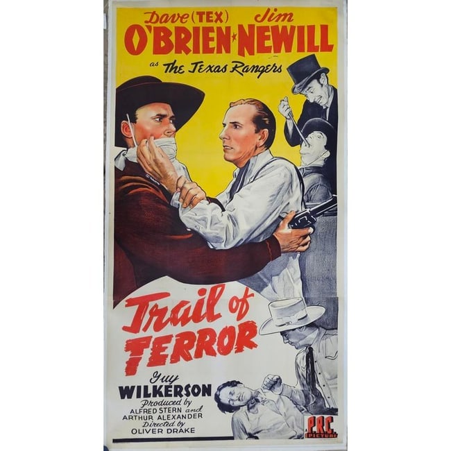 Rare 1943 Trail of Terror Western Movie Poster 3-Sheet Linen Backed Dave O'Brien PRC - 7