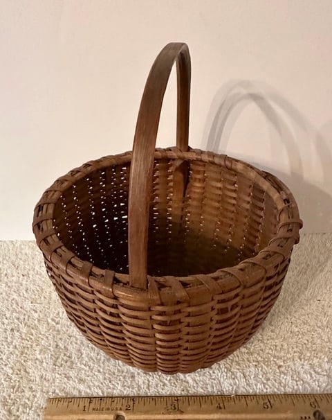 Miniature Round Handled Basket w/Signature & Date - 3