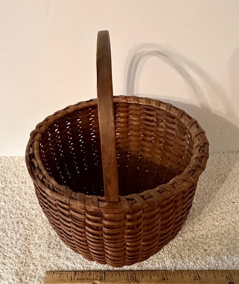 Miniature Round Handled Basket w/Signature & Date - 4