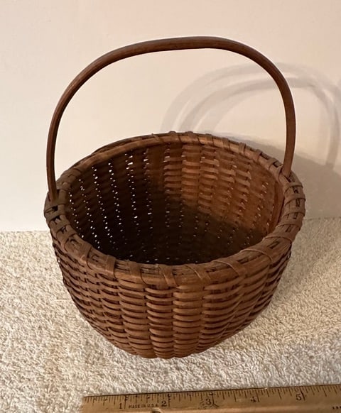Miniature Round Handled Basket w/Signature & Date - 5