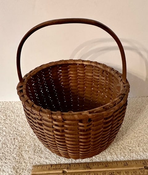 Miniature Round Handled Basket w/Signature & Date - 8