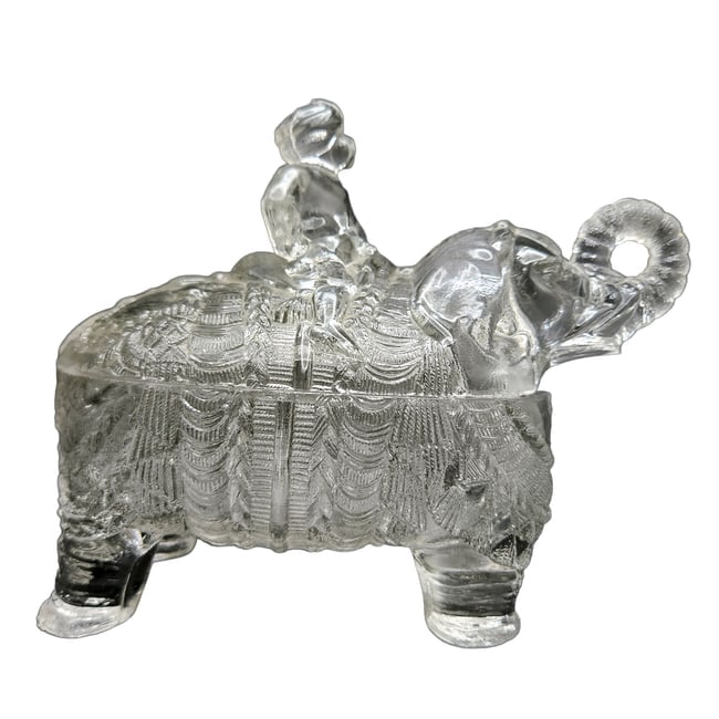 Rare and Hard to Find Portieux Vallerysthal French Glass Rider on Elephant Candy Trinket Dish - 2