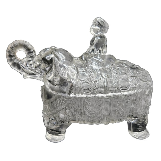 Rare and Hard to Find Portieux Vallerysthal French Glass Rider on Elephant Candy Trinket Dish - 3