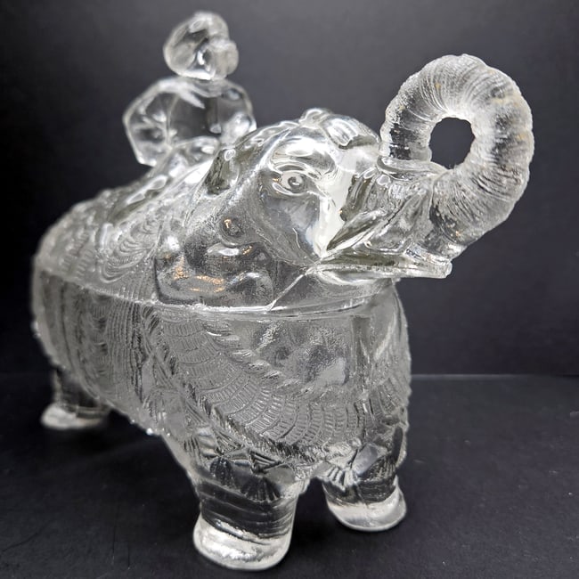 Rare and Hard to Find Portieux Vallerysthal French Glass Rider on Elephant Candy Trinket Dish - 4