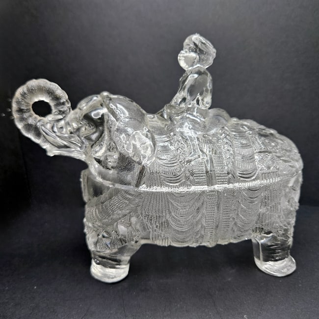 Rare and Hard to Find Portieux Vallerysthal French Glass Rider on Elephant Candy Trinket Dish - 5