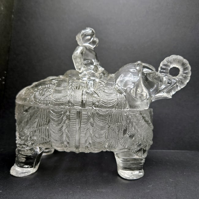 Rare and Hard to Find Portieux Vallerysthal French Glass Rider on Elephant Candy Trinket Dish - 6