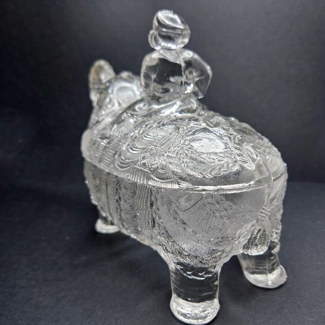 Rare and Hard to Find Portieux Vallerysthal French Glass Rider on Elephant Candy Trinket Dish - 7