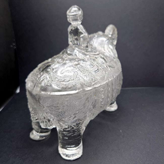 Rare and Hard to Find Portieux Vallerysthal French Glass Rider on Elephant Candy Trinket Dish - 8