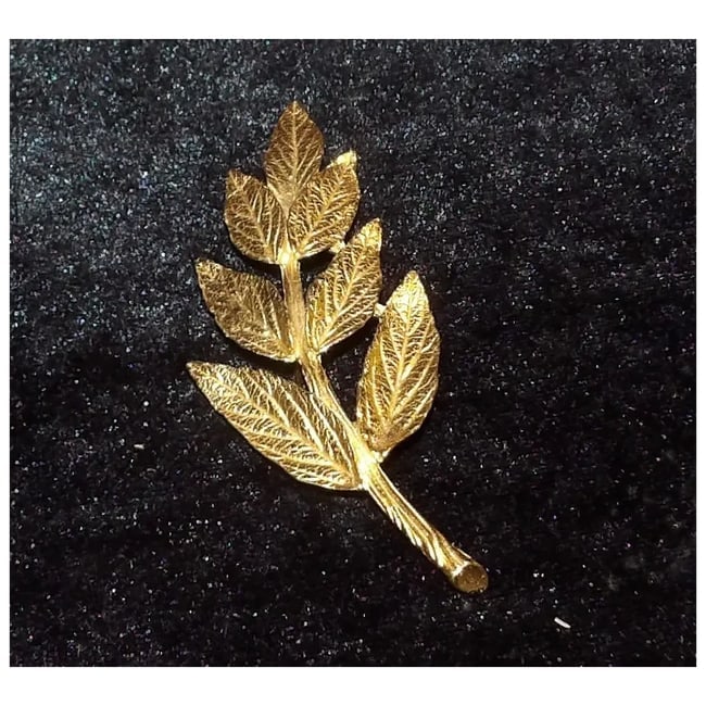Trifari Gold Leaf Broach - 4
