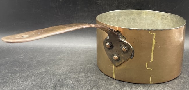Large hand forged copper pot. Marked 55. Capacity 2 quarts. - 2