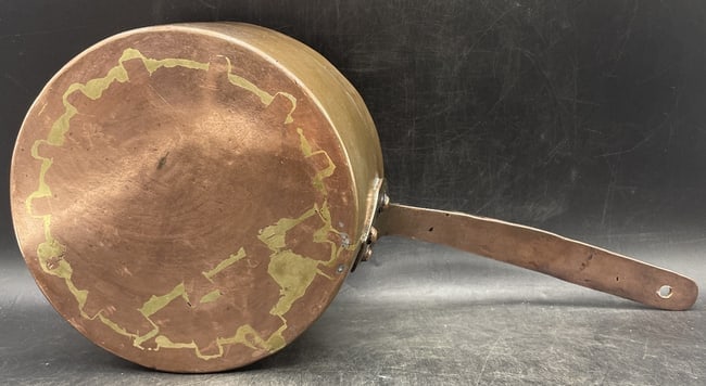 Large hand forged copper pot. Marked 55. Capacity 2 quarts. - 8