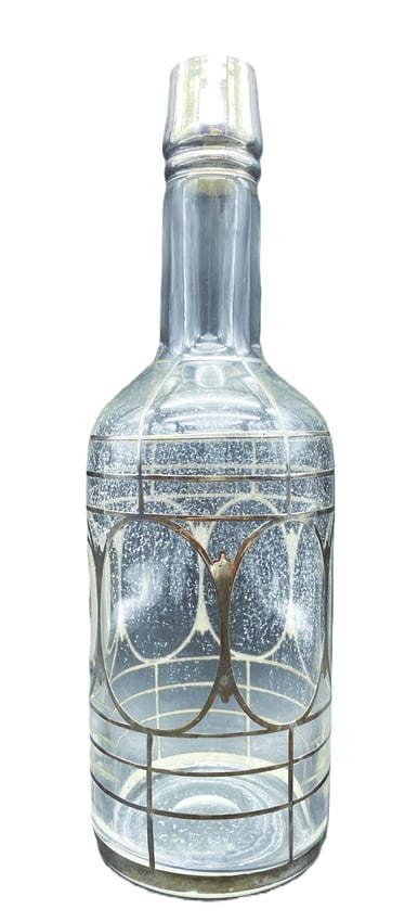 Antique Sterling Silver Overlay Back Bar Whiskey Decanter Bottle Monogrammed Art Nouveau - 4