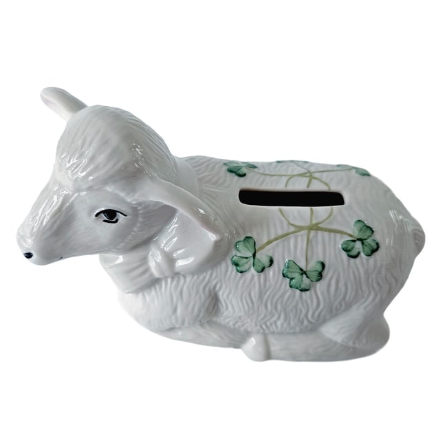 Belleek Shamrock Lamb Piggy Bank - 2