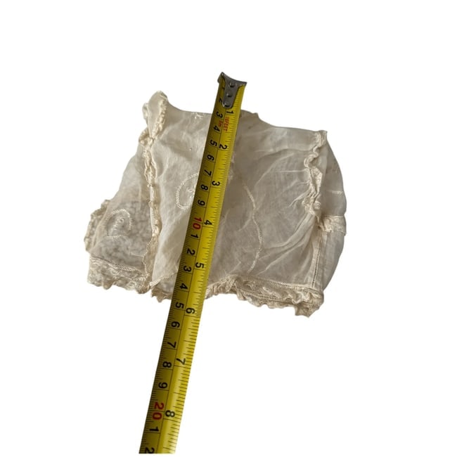 Antique Doll Bonnet Cream Sheer Lace Dutch French Victorian Ivory White - 9