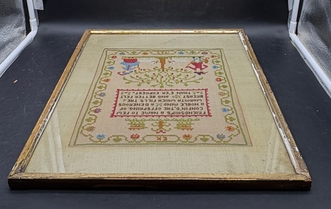 1927 McCall Colonial Williamsburg Needlework Sampler Framed Cross Stitch Friendship Verse - 5