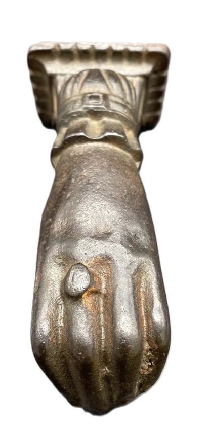 Antique Victorian Cast Iron Hand Door Knocker with Ball Architectural Hardware - 3
