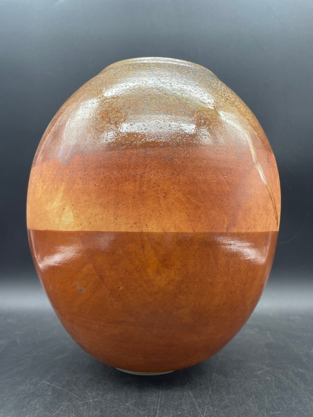Tom Agnew Northern Ireland Studio Pottery Moon Jar Vase Raku Glaze Signed 9.5" - 2