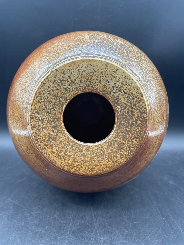 Tom Agnew Northern Ireland Studio Pottery Moon Jar Vase Raku Glaze Signed 9.5" - 4