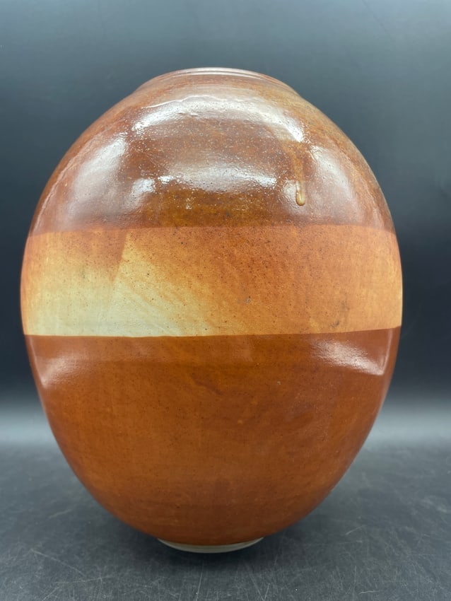 Tom Agnew Northern Ireland Studio Pottery Moon Jar Vase Raku Glaze Signed 9.5" - 7