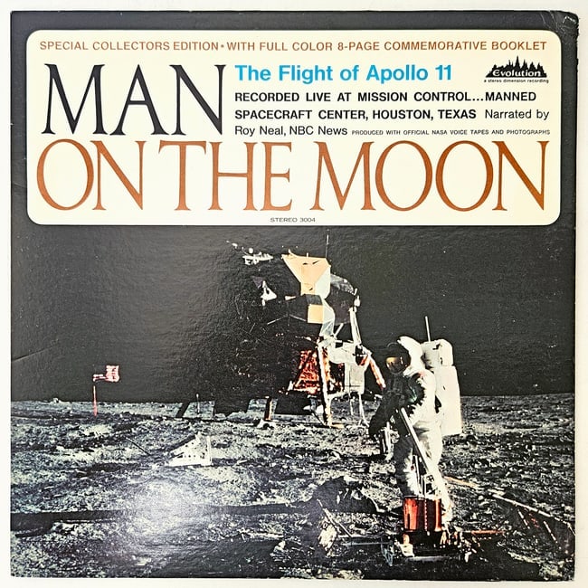 Man on the Moon Vinyl LP's Circa 1969 with Poster - 7