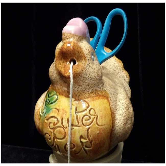 Vallauris Pottery Super Chef Chicken String Dispenser- Made in France - 2