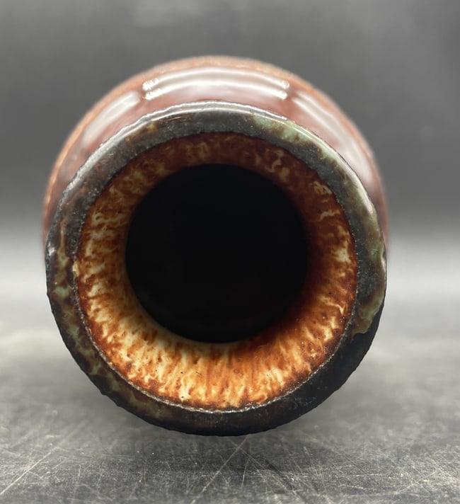 Signed Studio Art Pottery Vessel Vase Brown Drip Glaze Mid-Century Modern - 2