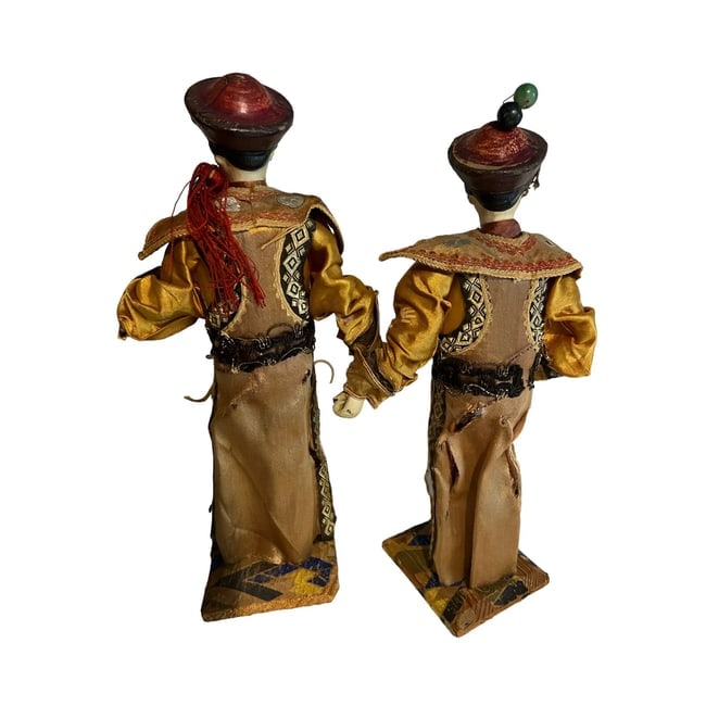 Antique Asian Opera Dolls oriental King & Queen - 2