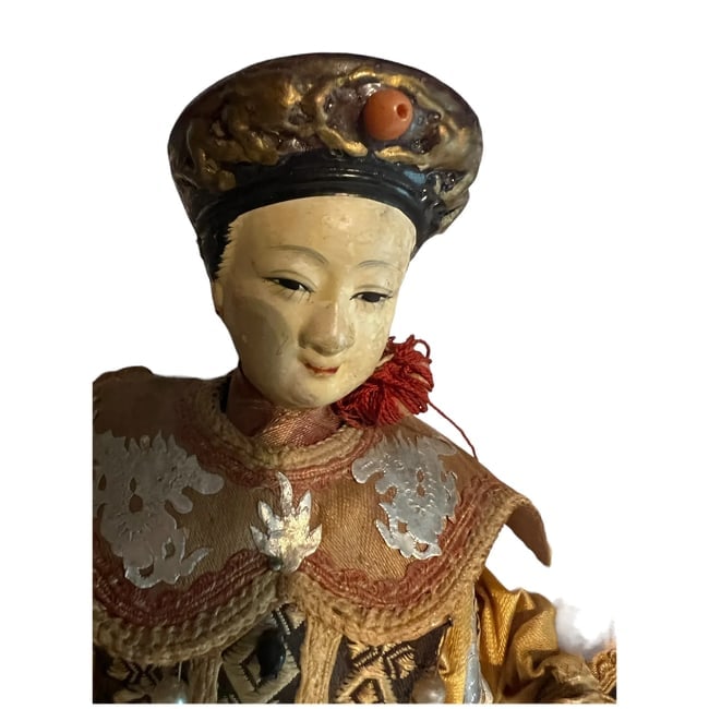 Antique Asian Opera Dolls oriental King & Queen - 6