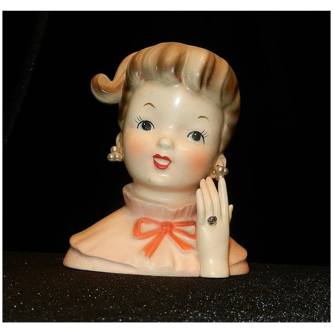 Vintage 1950's Napcoware C5037 Rare Teen Girl Head Vase "Engaged" - 2