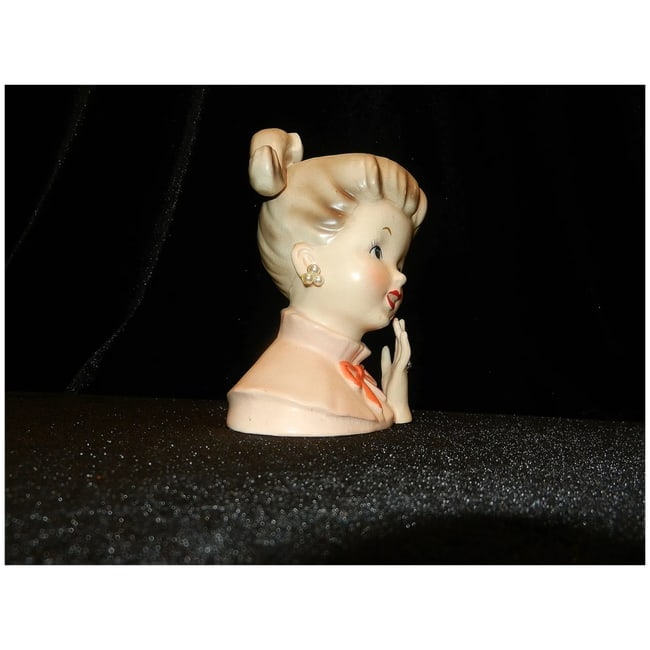Vintage 1950's Napcoware C5037 Rare Teen Girl Head Vase "Engaged" - 3