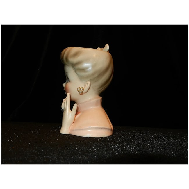 Vintage 1950's Napcoware C5037 Rare Teen Girl Head Vase "Engaged" - 5