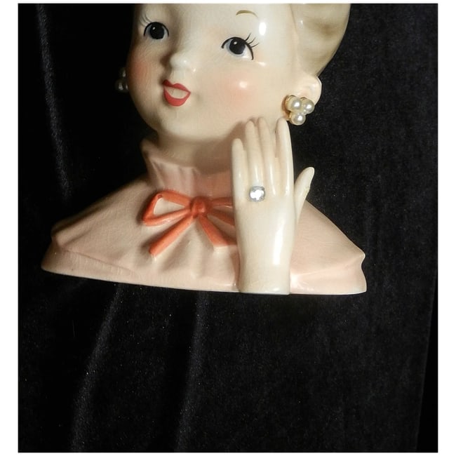 Vintage 1950's Napcoware C5037 Rare Teen Girl Head Vase "Engaged" - 7