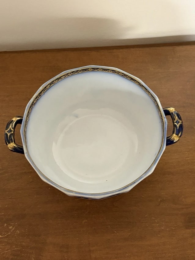 Flow Blue Floral Covered Casserole Dish - 3