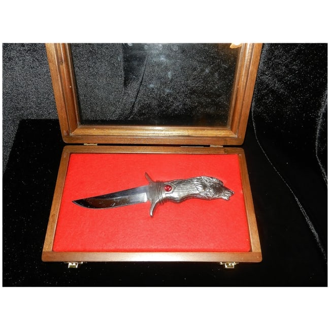 Michael Ricker Pewter Limited Edition #307/775 Wolf "Joe" Knife in Display Case - 3