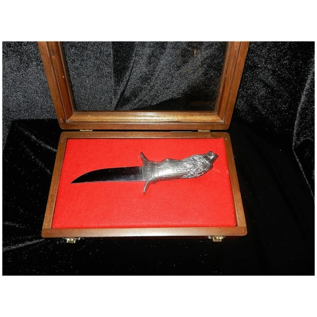 Michael Ricker Pewter Limited Edition #307/775 Wolf "Joe" Knife in Display Case - 4