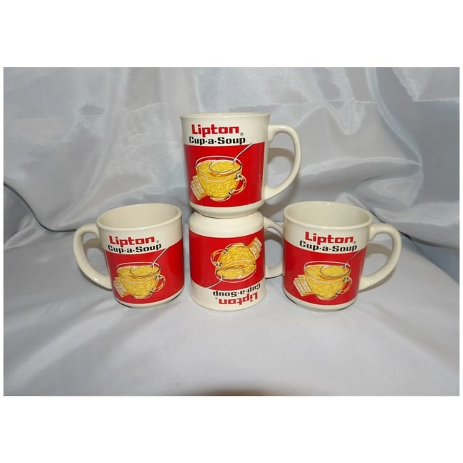 Set of 4 Vintage Lipton Cup a Soup Coffee Mugs In Original -Korea - 2