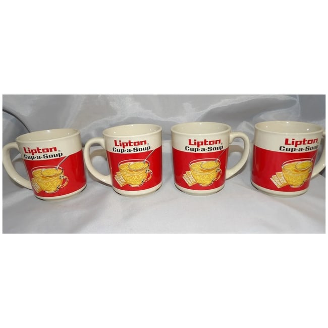 Set of 4 Vintage Lipton Cup a Soup Coffee Mugs In Original -Korea - 3