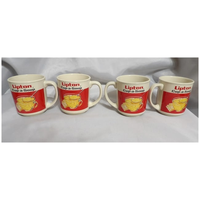 Set of 4 Vintage Lipton Cup a Soup Coffee Mugs In Original -Korea - 4