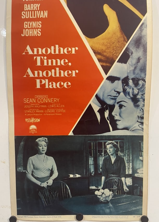 1958 "Another Time, Another Place" Original Theater Insert Movie Poster - Lana Turner, Sean Connery - 3