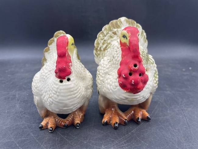 Vintage Ceramic Turkey Salt and Pepper Shaker Set Thanksgiving Decor - 3