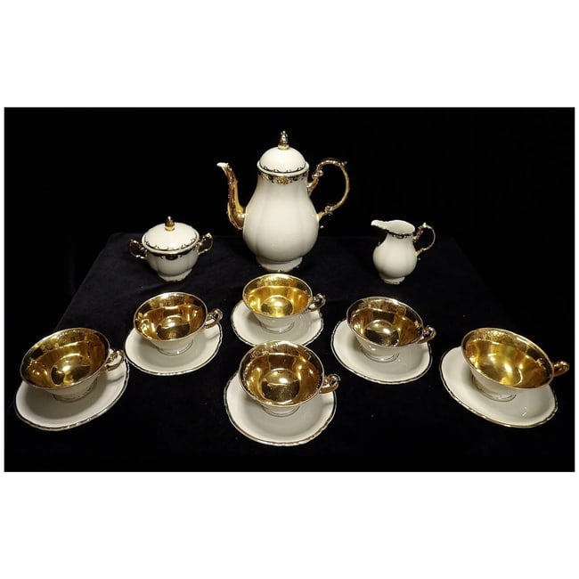 Antique Konigl Pr Tettau Bavarian Tea Set 22kt Gold Accents - 3
