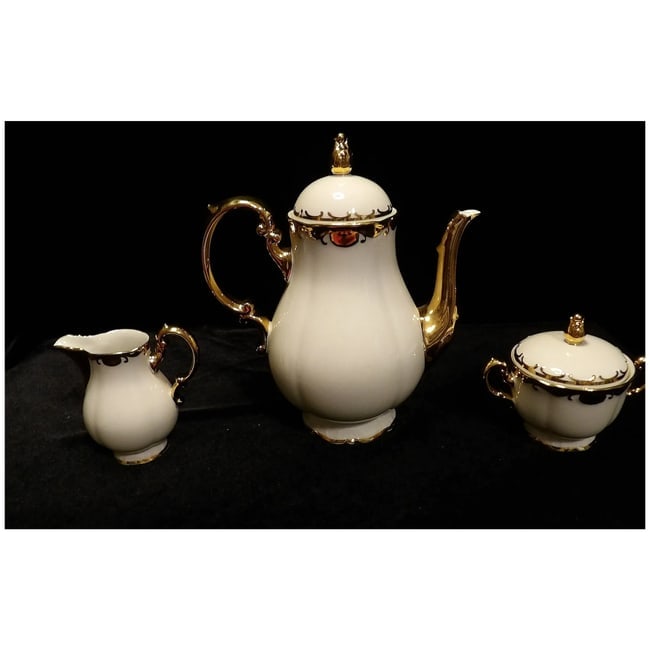 Antique Konigl Pr Tettau Bavarian Tea Set 22kt Gold Accents - 4