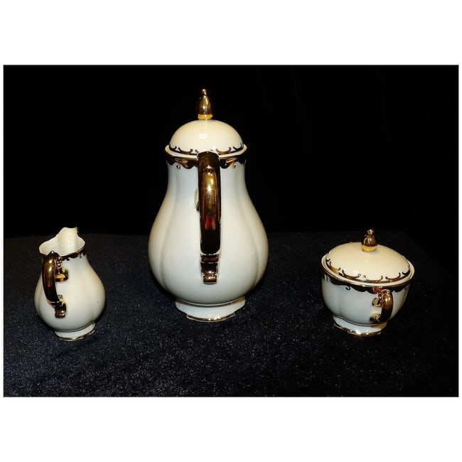 Antique Konigl Pr Tettau Bavarian Tea Set 22kt Gold Accents - 5