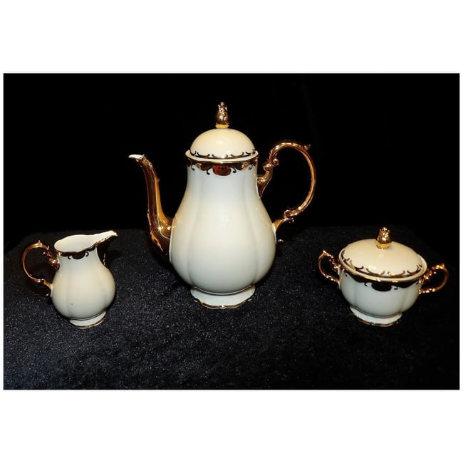 Antique Konigl Pr Tettau Bavarian Tea Set 22kt Gold Accents - 6