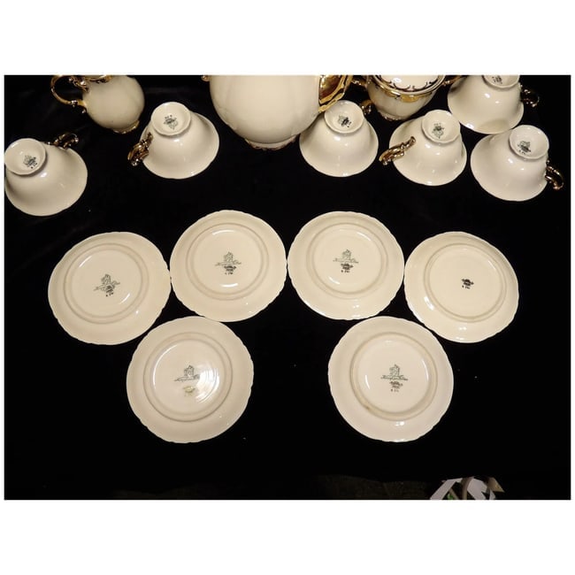 Antique Konigl Pr Tettau Bavarian Tea Set 22kt Gold Accents - 7
