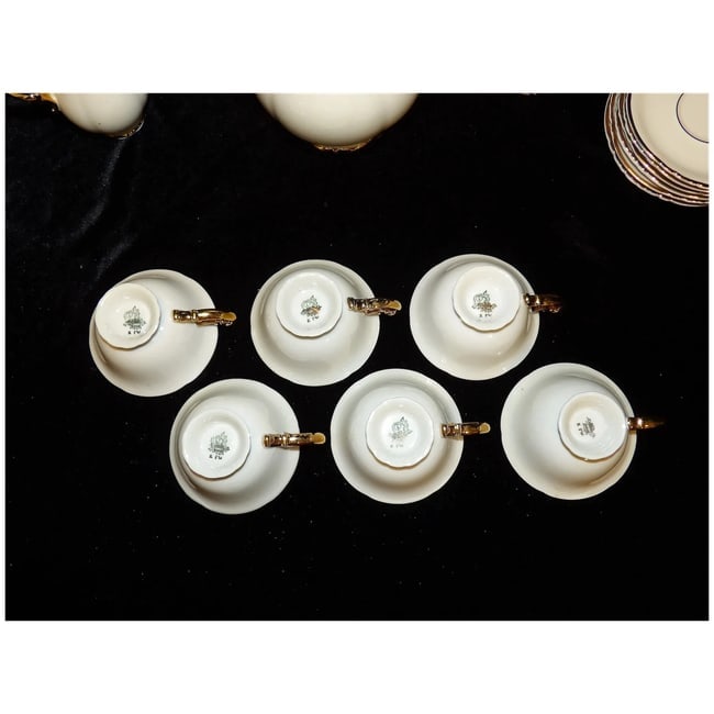 Antique Konigl Pr Tettau Bavarian Tea Set 22kt Gold Accents - 8